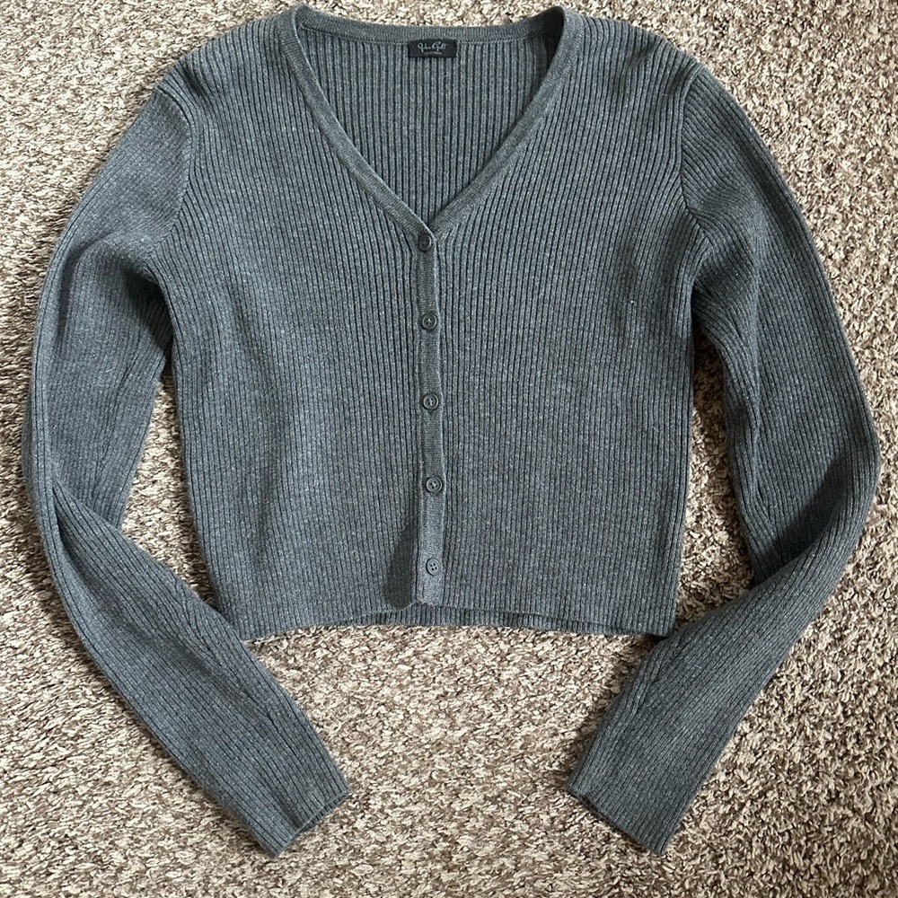 Brandy Melville Charcoal V-Neck Sweater